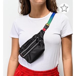 JanSport Hippyland Black & Rainbow Web Fanny Pack
